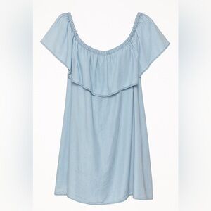 For Justify Sky Blue Off-Shoulder Chambray Dress Size 2X